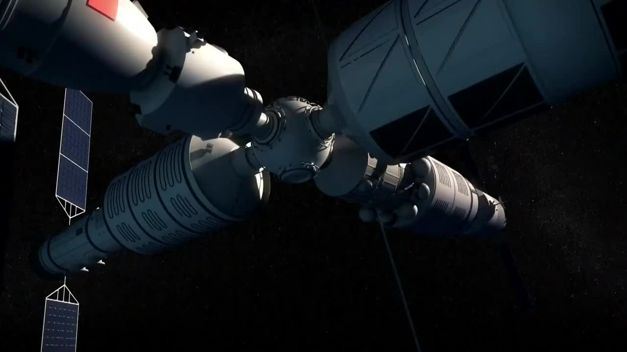 天和空间站动画演示视频素材