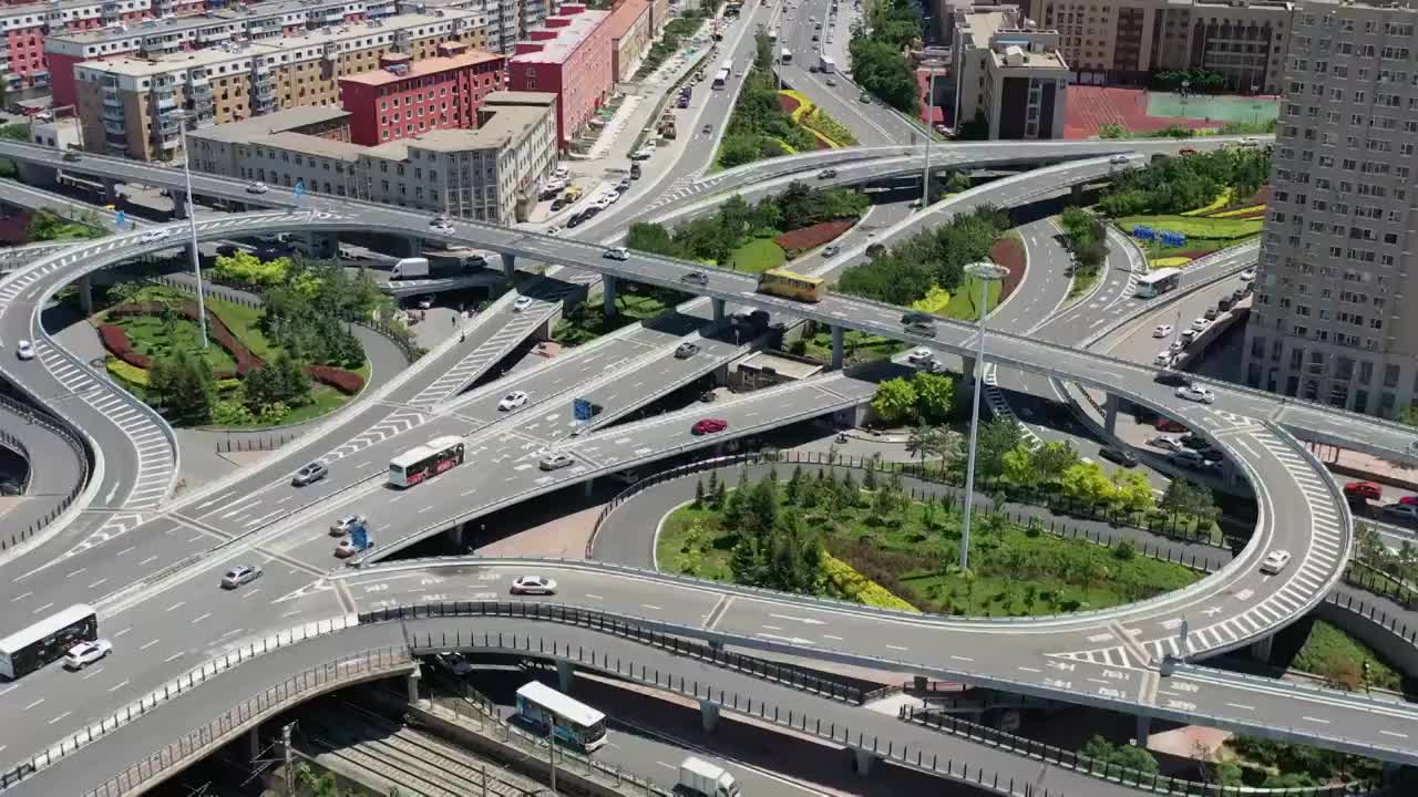 长春城市交通西解放路立交桥视频素材