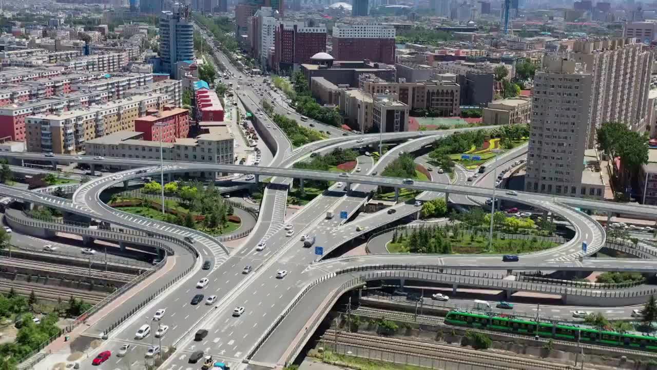 长春城市交通西解放路立交桥视频素材