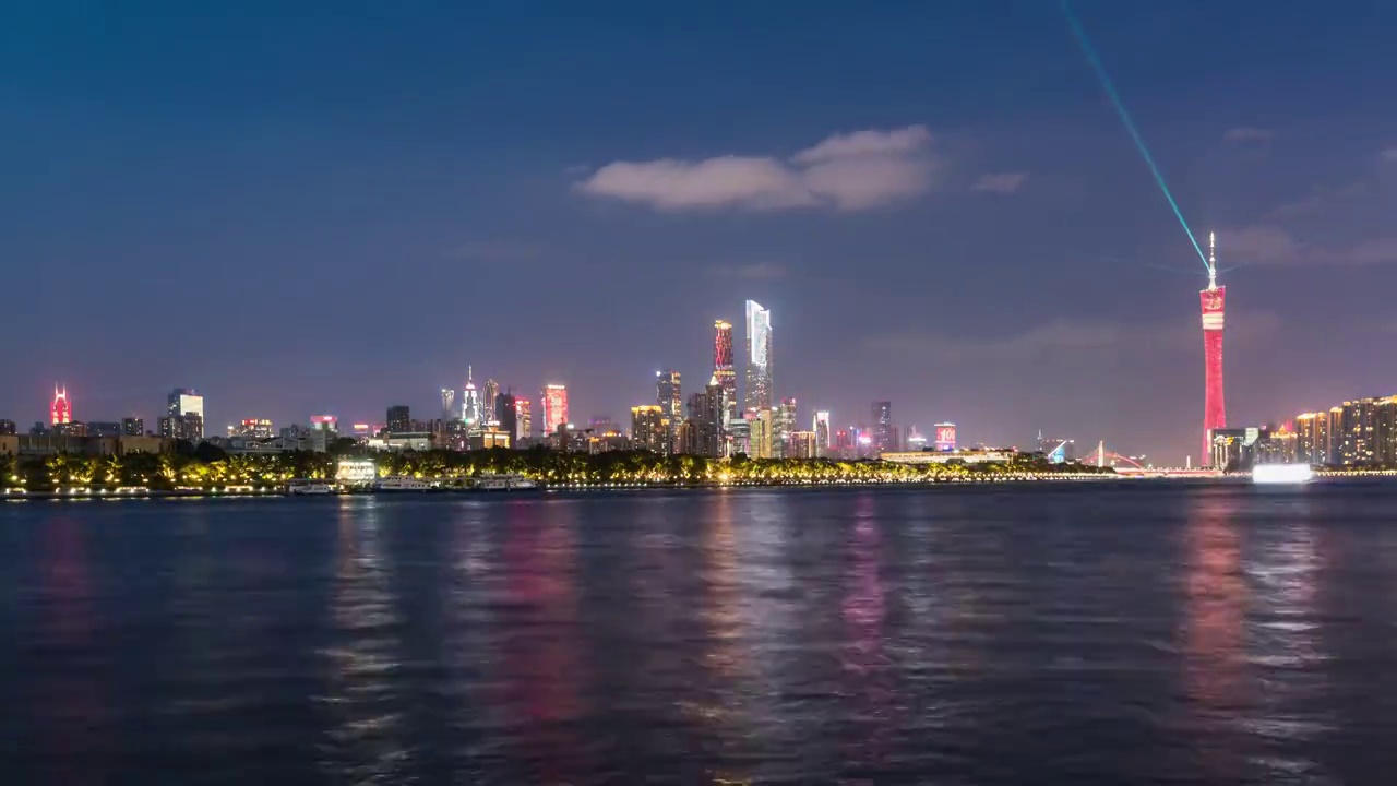 广州CBD及珠江两岸庆祝建党百年灯光夜景视频素材