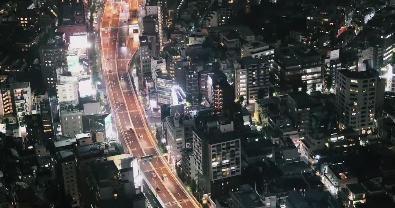 东京夜晚城市道路交通视频下载