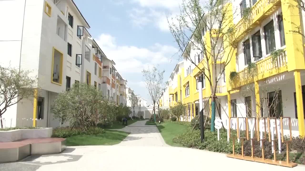 中国浙江省乡村住宅楼外观视频素材