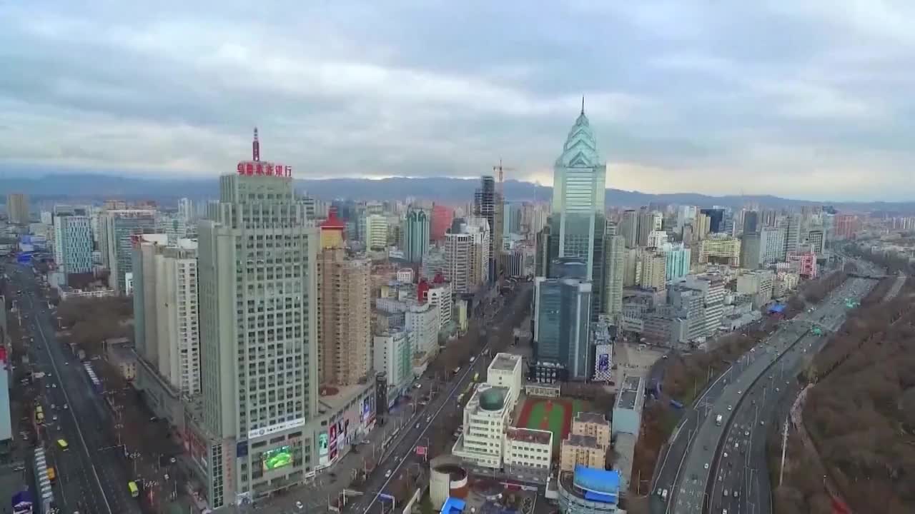 新疆维吾尔自治区城市建筑景观航拍视频素材