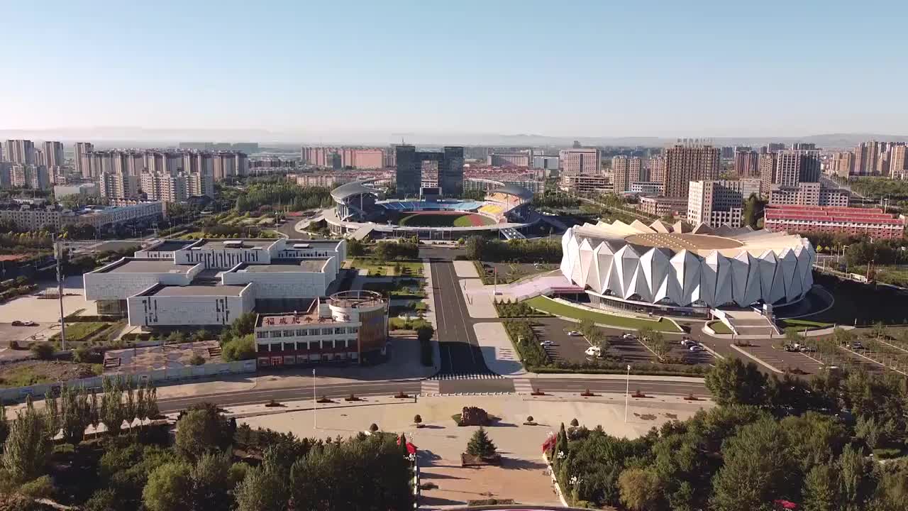 集宁 乌兰察布 地标 航拍素材 内蒙古自治区 乌兰察布市 城视频素材