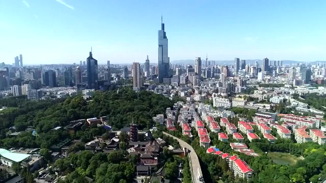 中国江苏省城市景观航拍视频素材