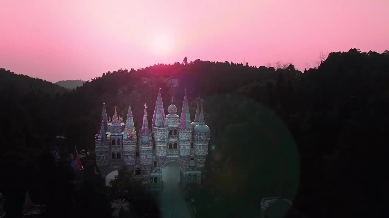 梦幻童话城堡航拍视频素材
