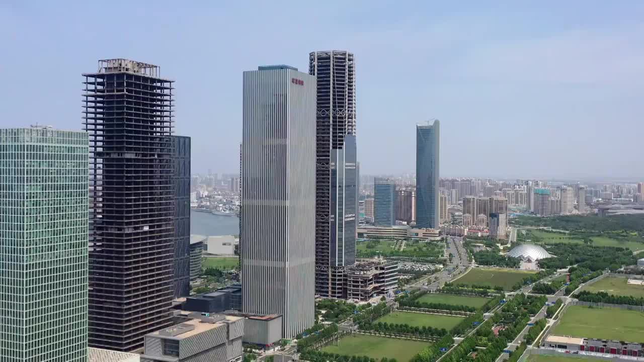 天津于家堡金融商务区航拍4K视频视频素材