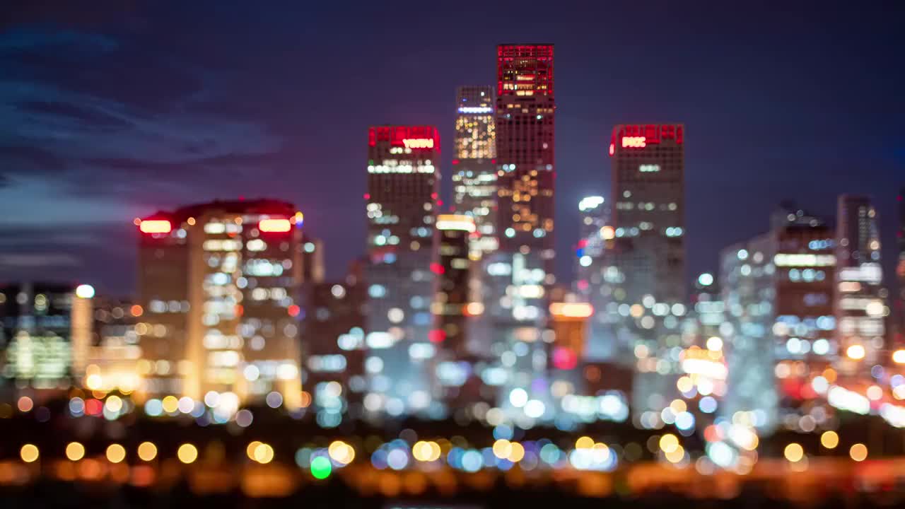 北京CBD移轴夜景视频素材