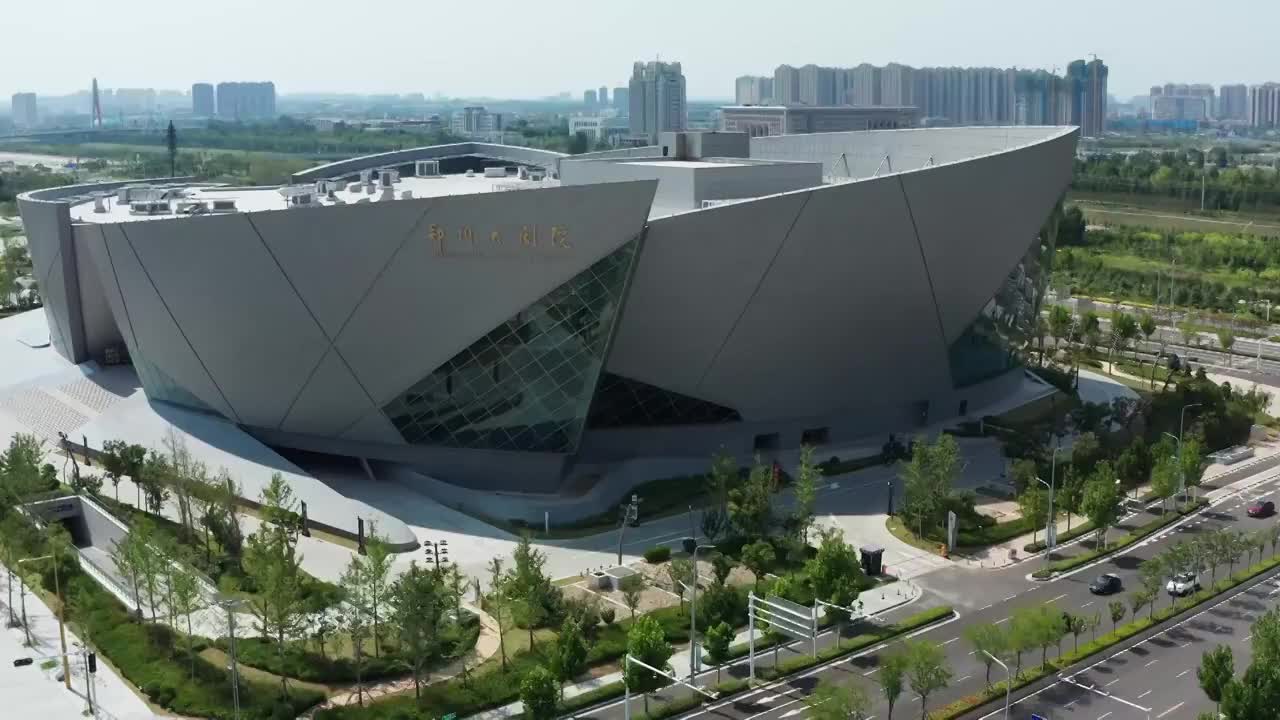郑州CCD奥体中心全景航拍视频素材