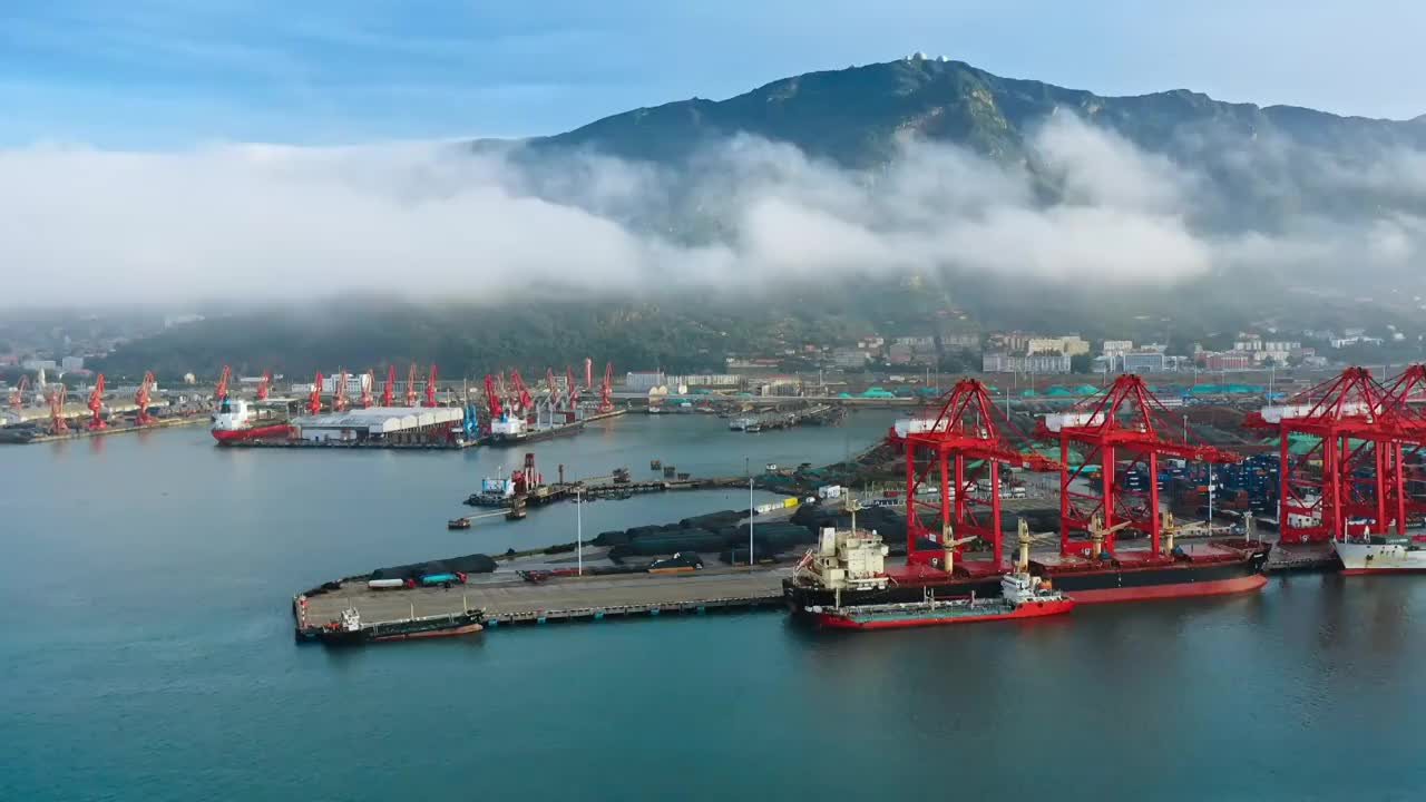 贸易港口航拍视频素材