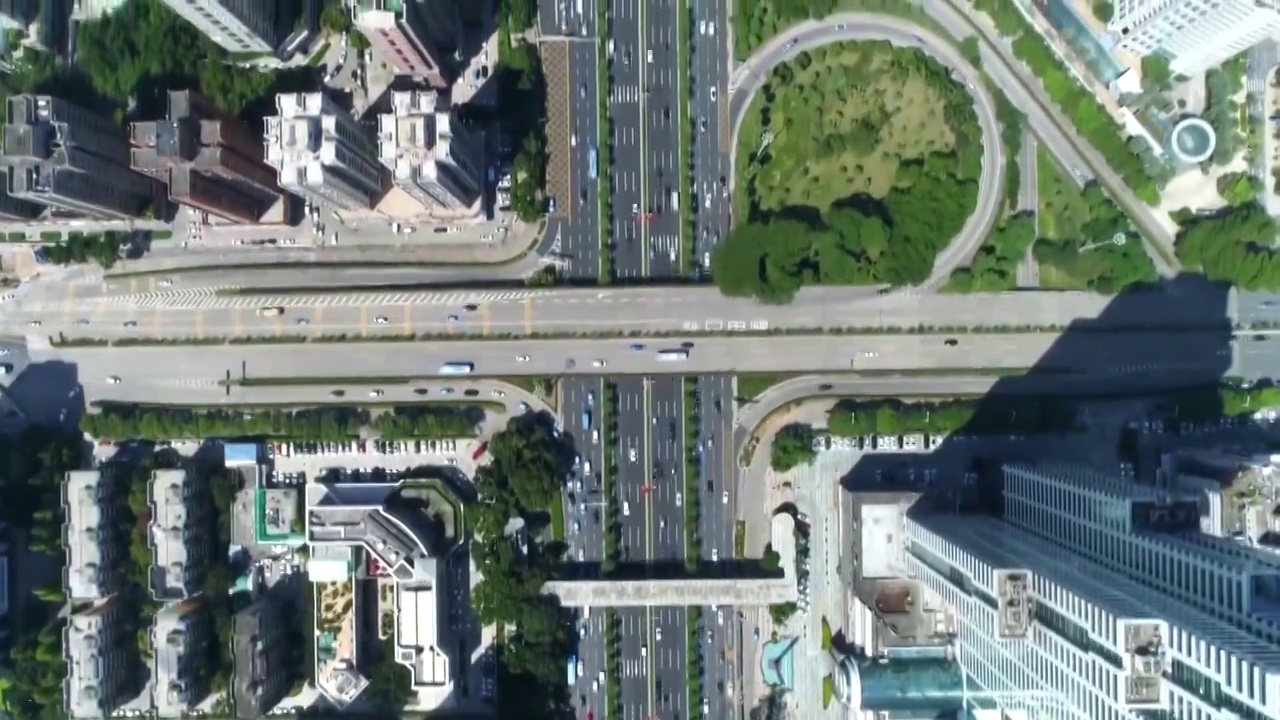 中国广东广州城市景象、交通航拍视频素材