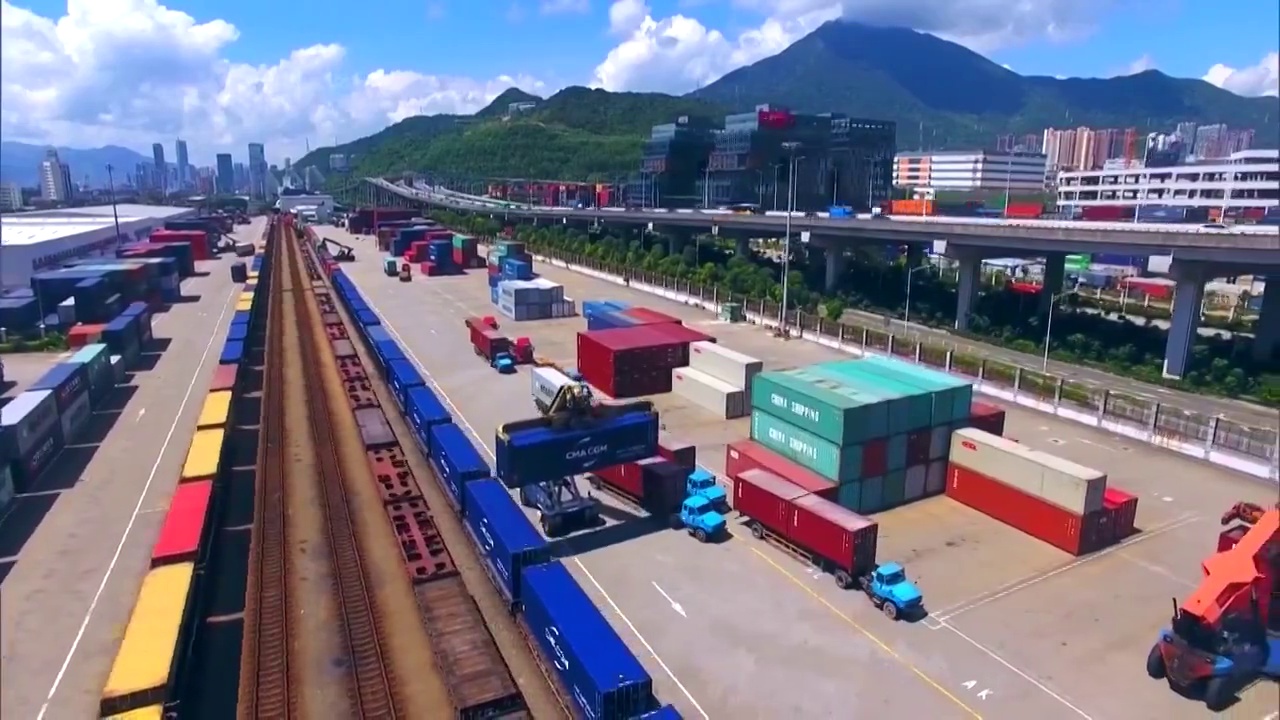 中国港口集装箱航拍视频素材