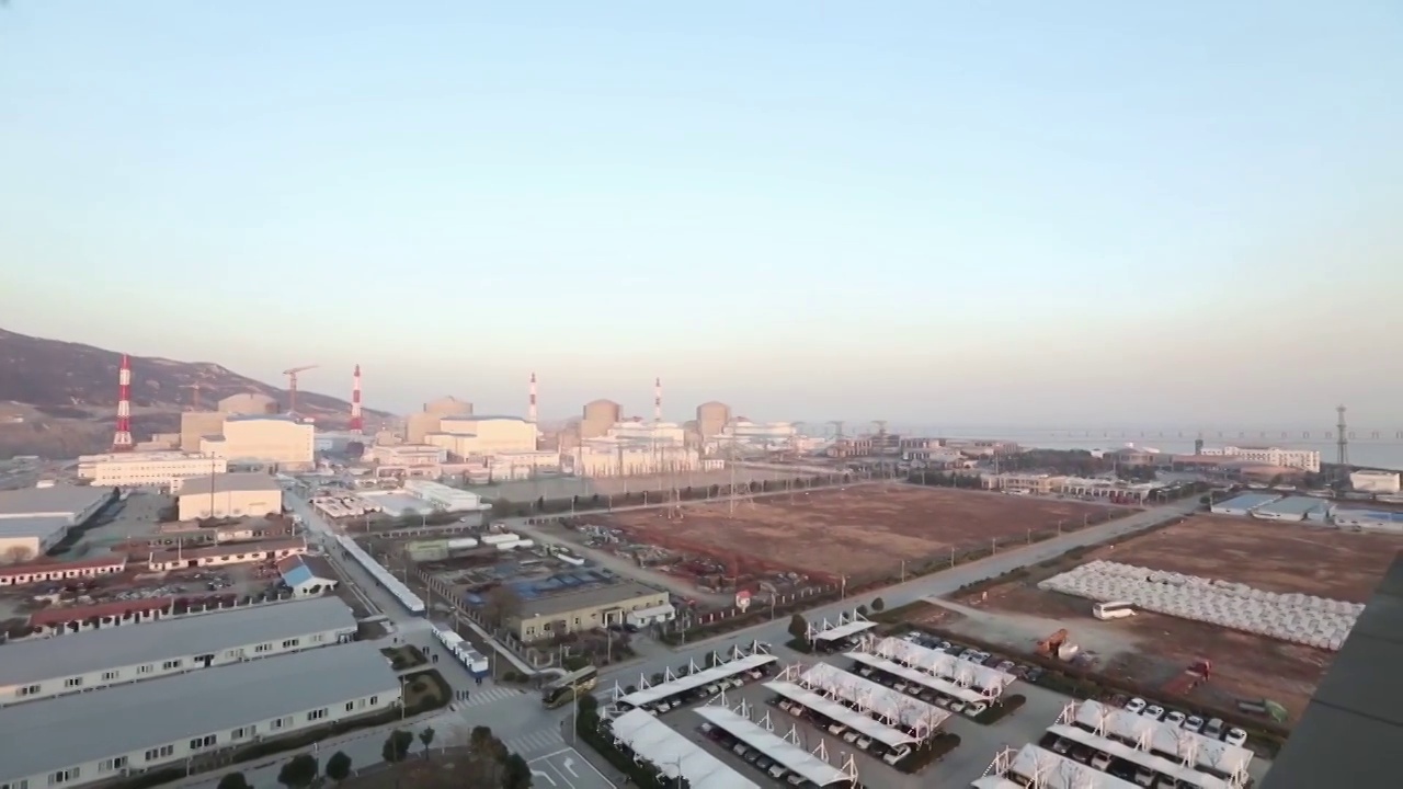 辽宁省葫芦岛市核电站航拍视频素材
