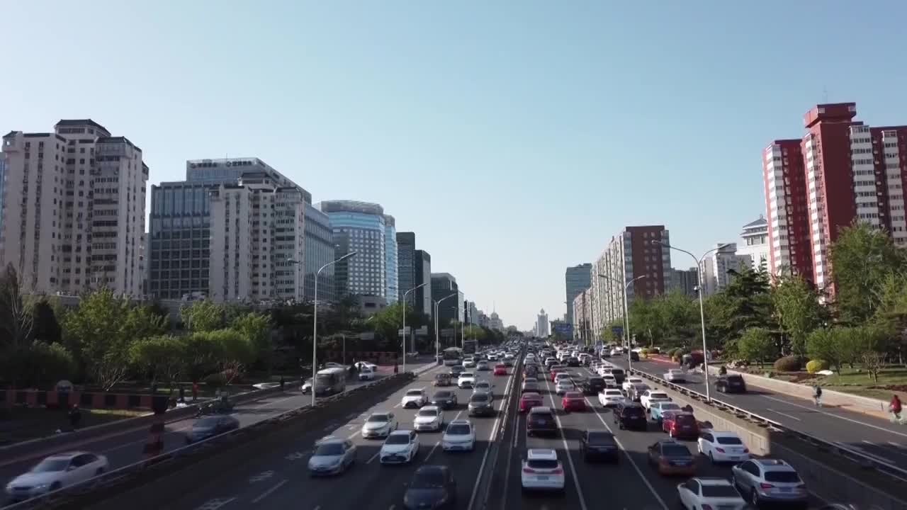 北京市城市交通航拍视频素材