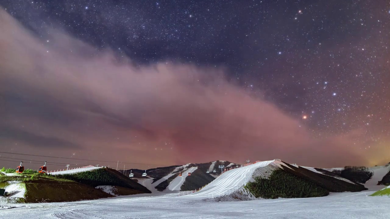 崇礼滑雪场银河星空视频素材