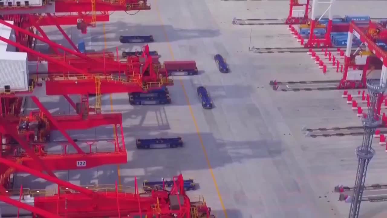 中国上海港口场景航拍视频素材