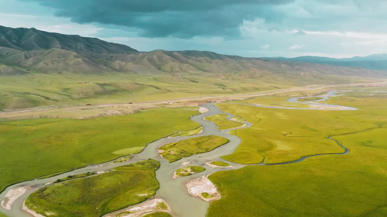 中国,自然美,风景,巴音布鲁克草原 航拍视频下载