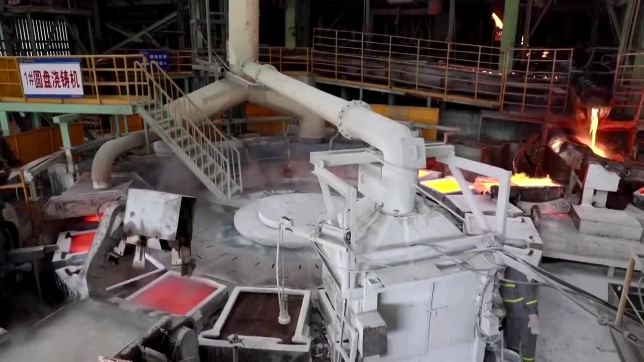 安徽省铜陵市的电解铜生产线视频素材