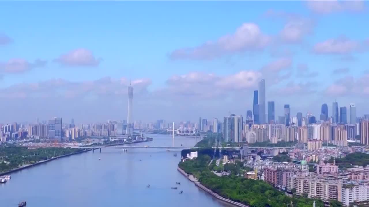 广东省广州市城市景观、交通航拍视频素材