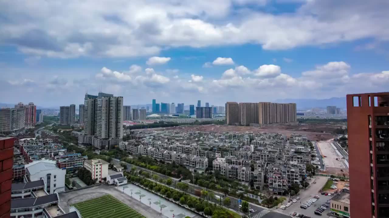 义乌夏季城市风光4K延时短片视频素材