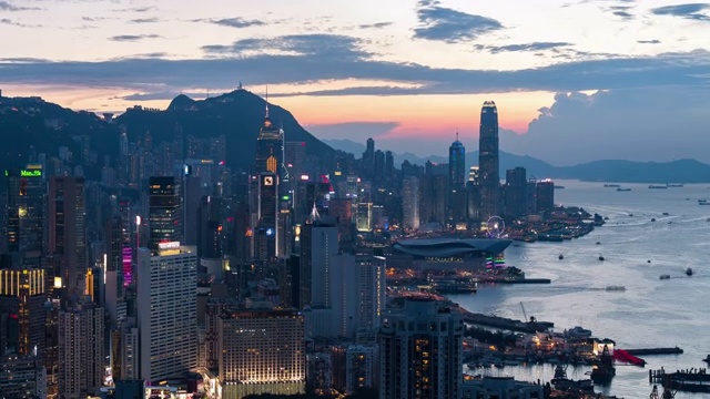 中国香港港岛城市风光入夜延时视频素材
