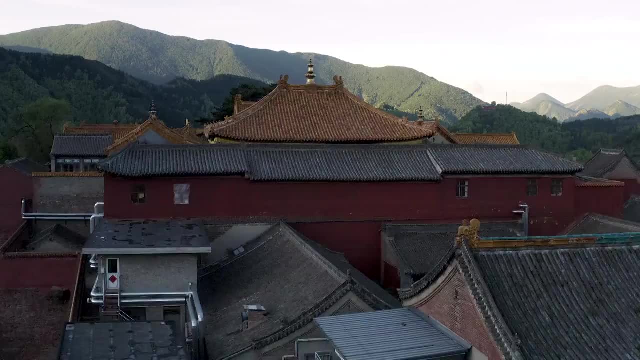 山西五台山寺庙佛塔建筑景观航拍视频素材