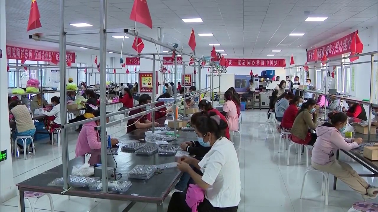 中国新疆车间里工作的工人视频素材