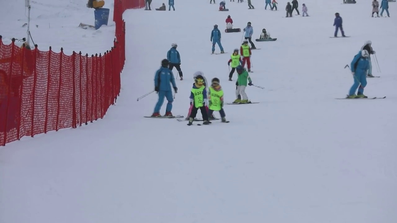 张家口崇礼密苑云顶乐园滑雪的人视频素材