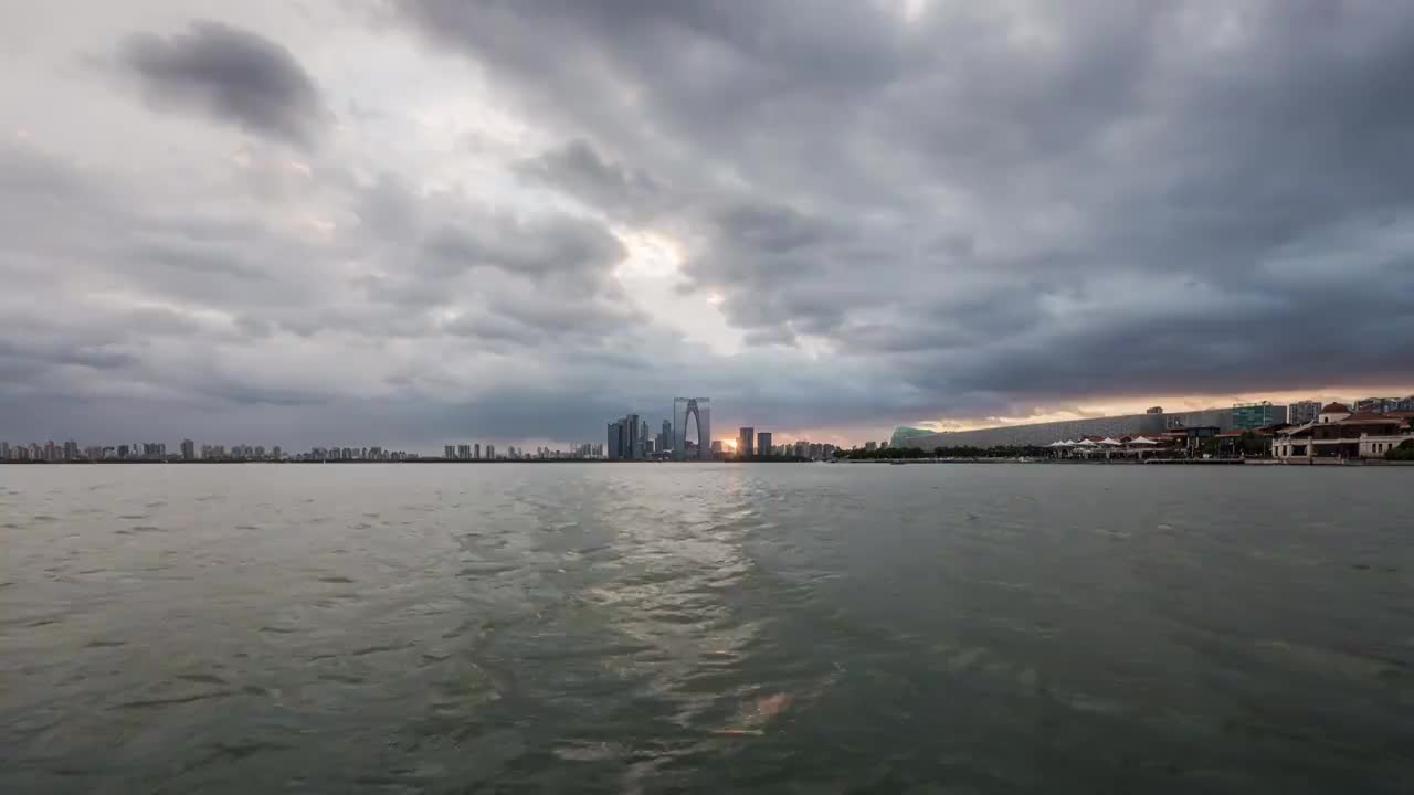 金鸡湖，延时，云，苏州视频下载