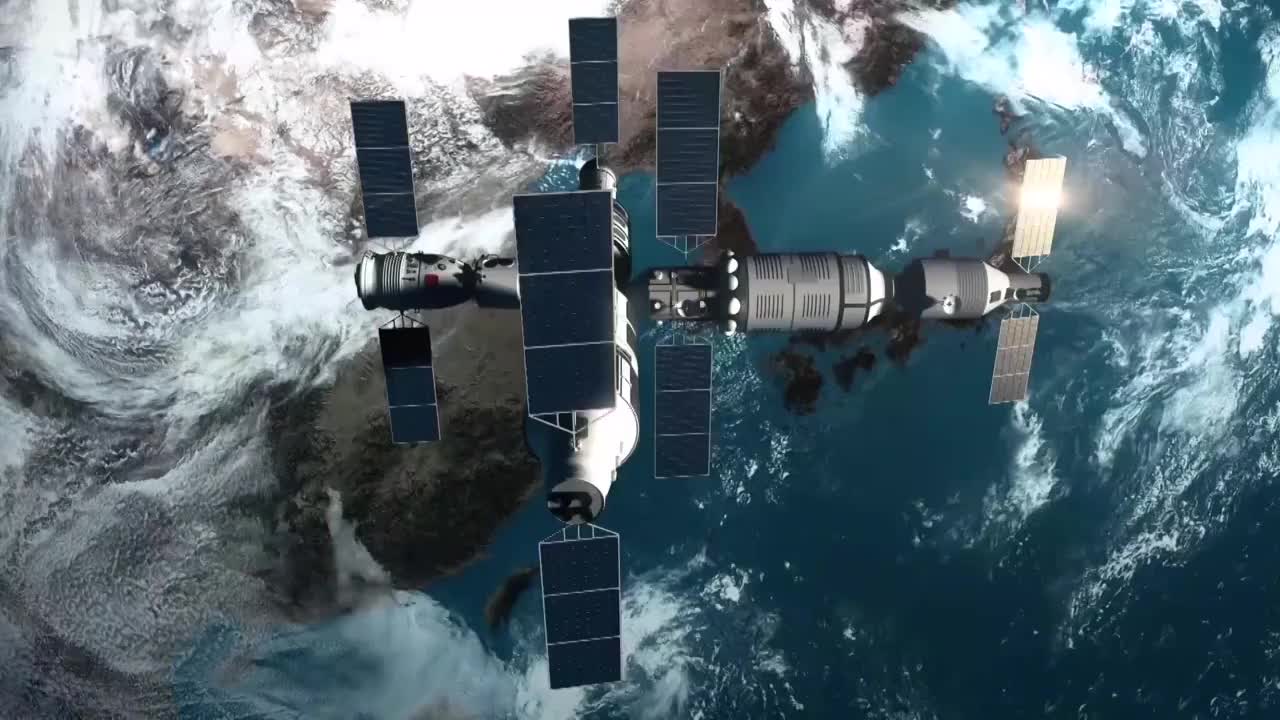 北京中国载人空间站动画资料视频素材