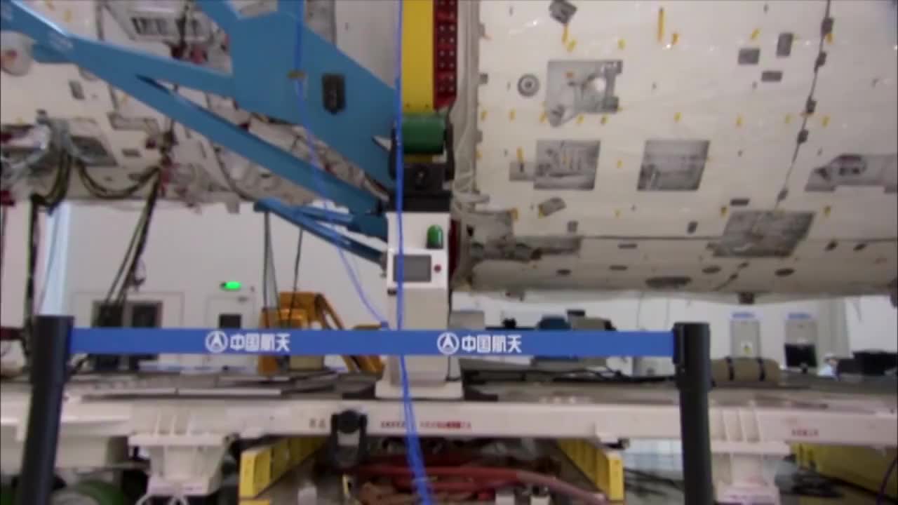 海南省基地内的中国载人空间站核心模块视频素材