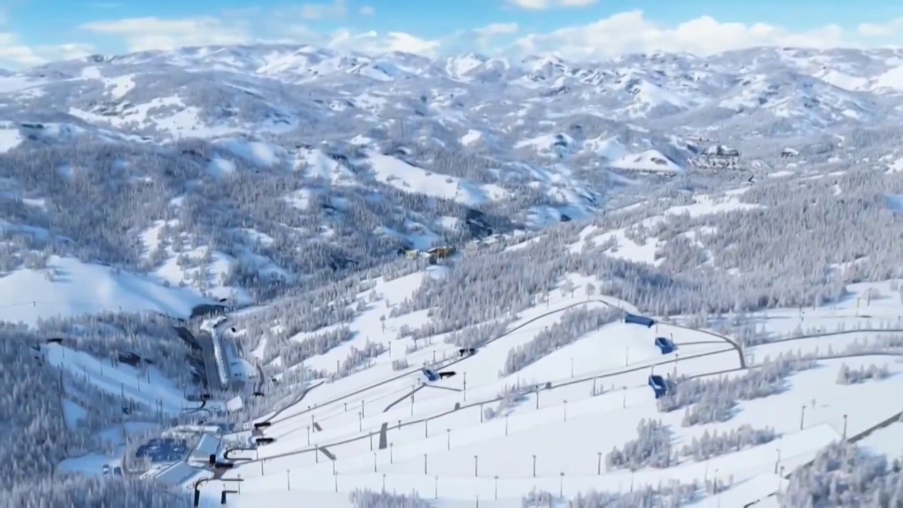 张家口崇礼云顶滑雪公园场地航拍视频素材