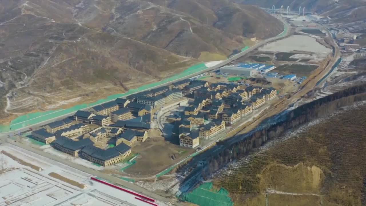 河北省张家口市奥运村航拍视频素材