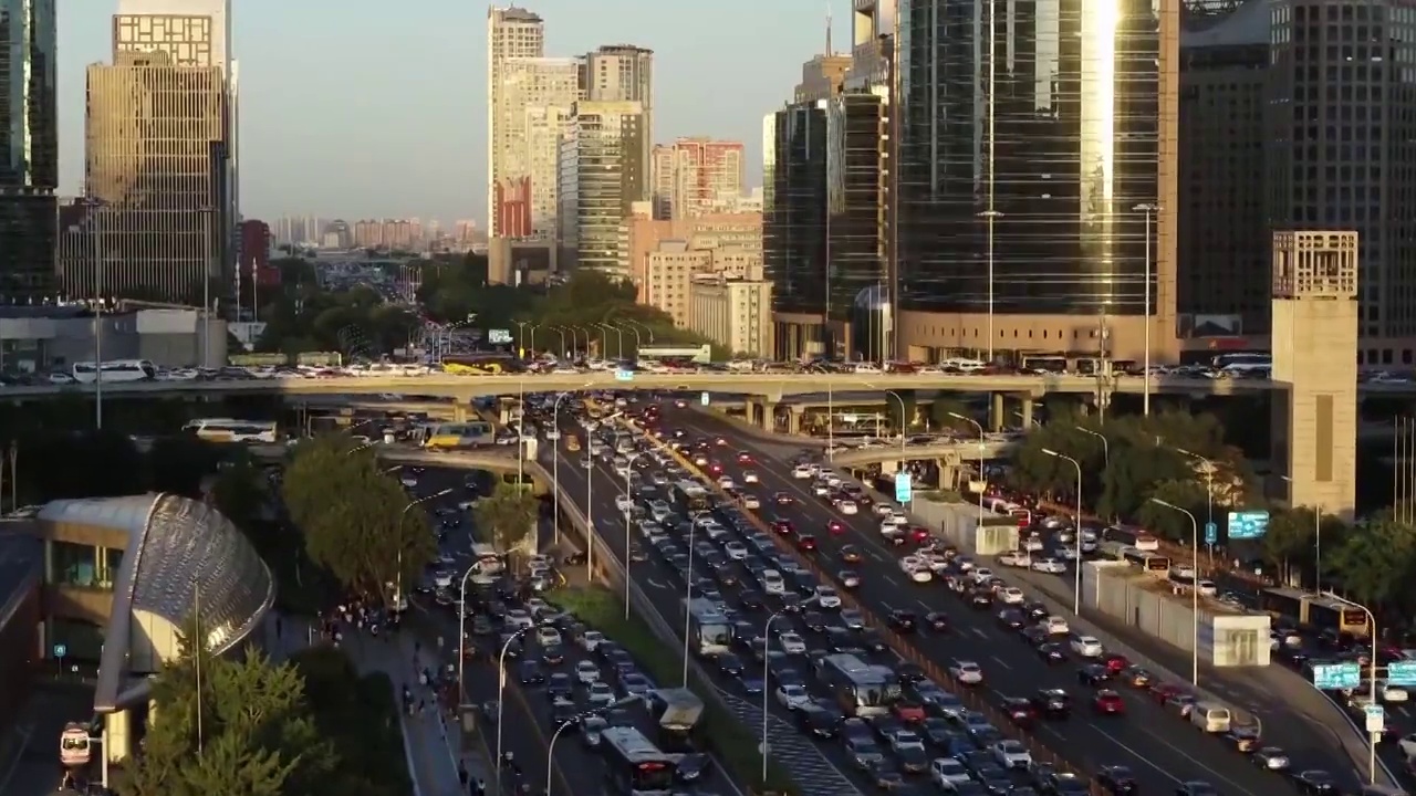北京城市交通航拍视频素材