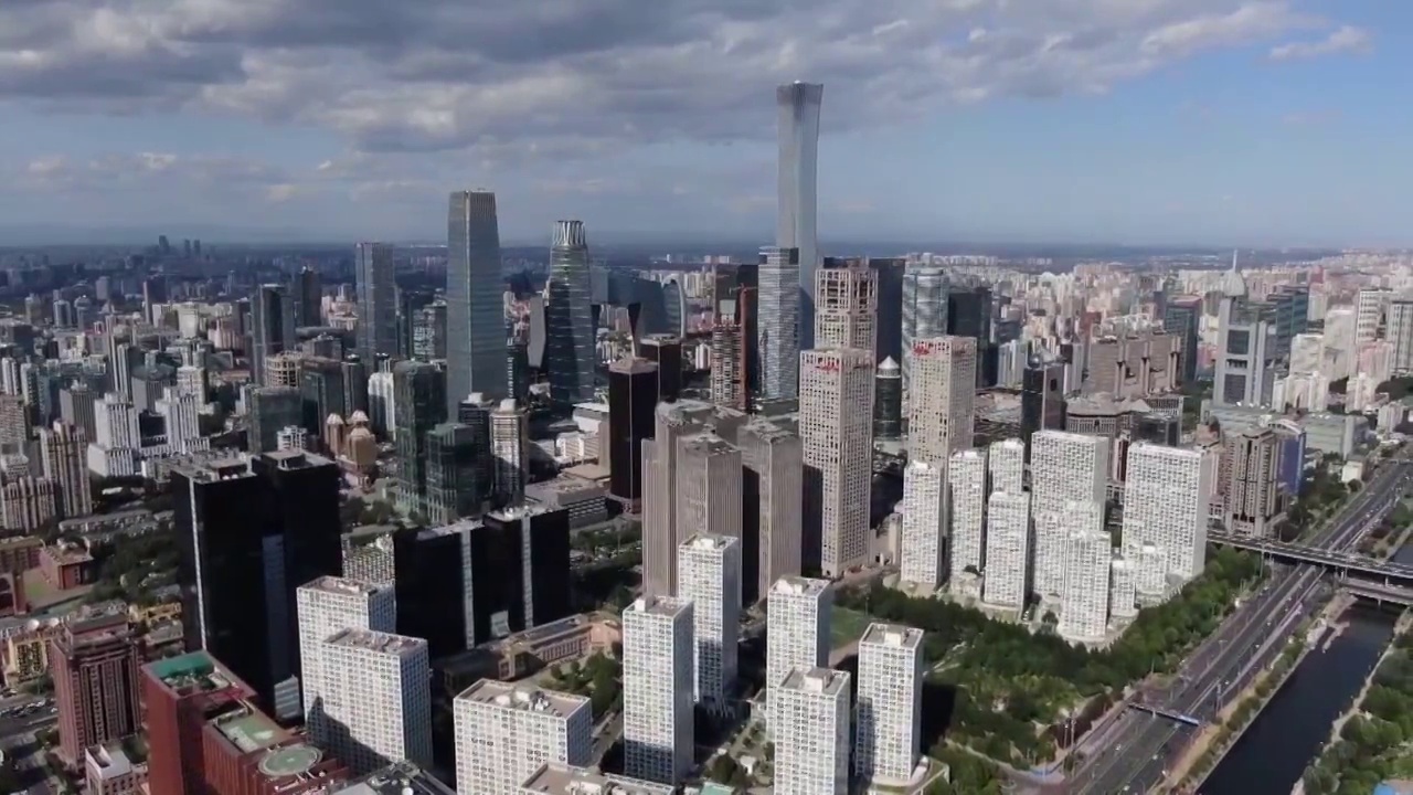 北京CBD城市景观航拍视频素材