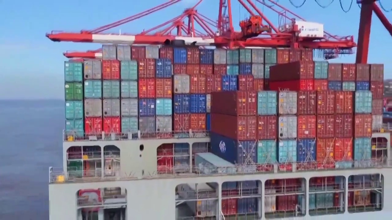 浙江省宁波市港口、船只航拍视频素材