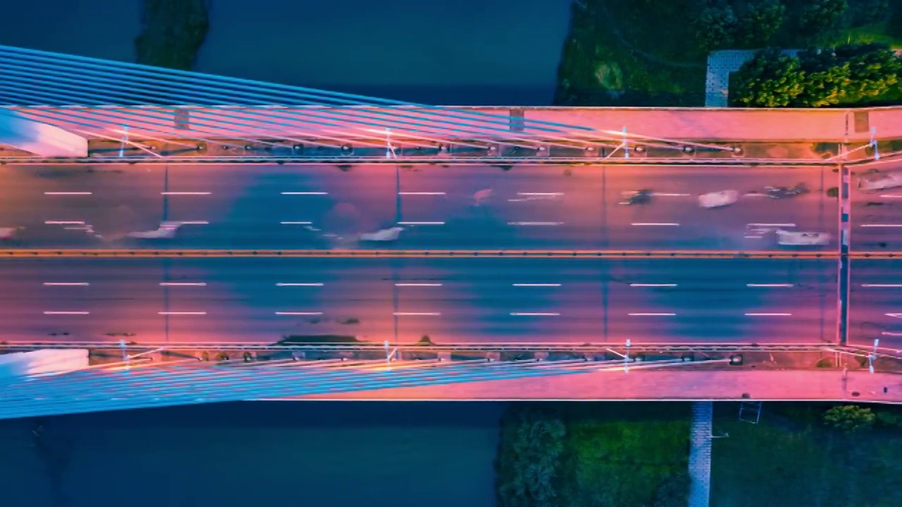 都市桥梁车流夜景风光4K延时航拍短片视频素材