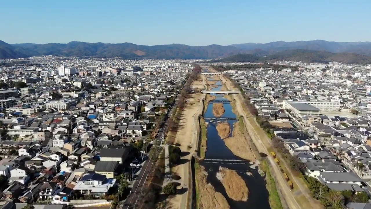 日本鸭川航拍风光视频素材