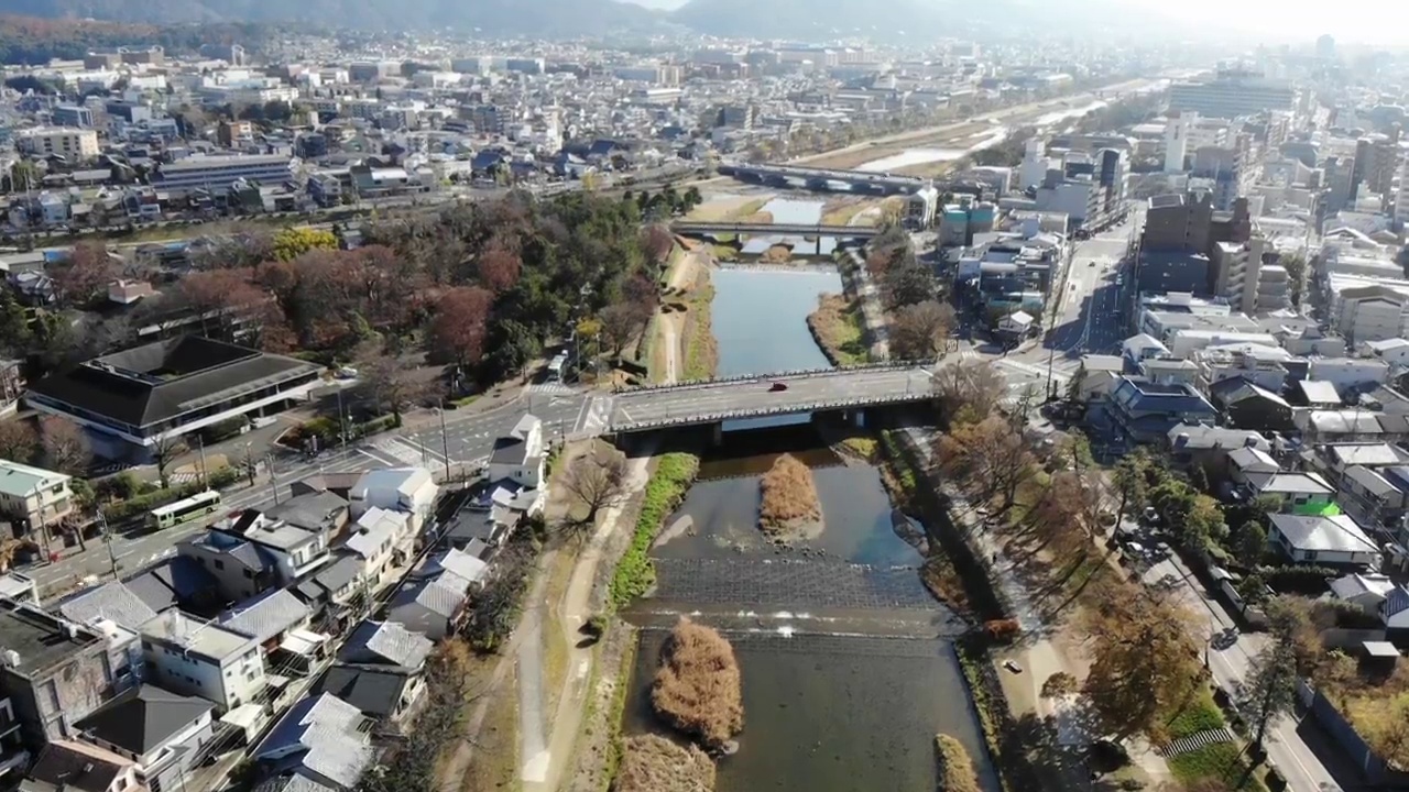 京都鸭川航拍风光视频素材