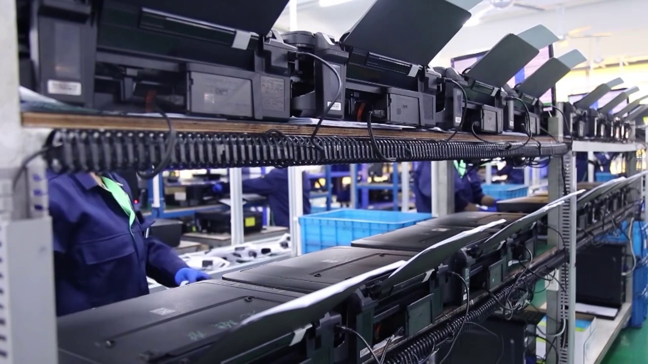 中国打印机工厂内部生产线视频素材