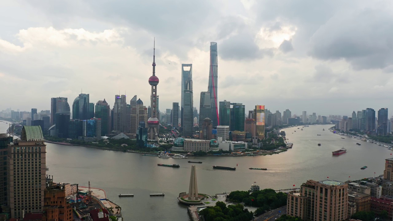 上海 外滩 陆家嘴 白天 航拍视角 4K视频素材
