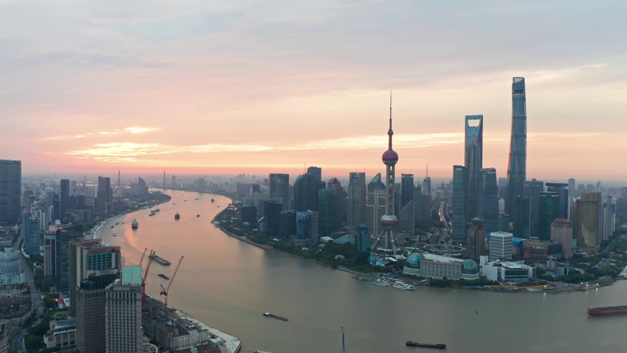 上海 外滩 陆家嘴 日出 航拍视角 4K视频素材