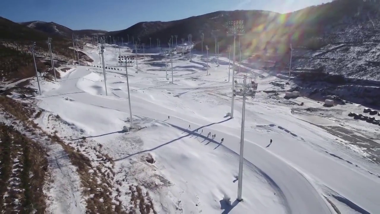 张家口崇礼国家跳台滑雪中心练习的运动员视频购买