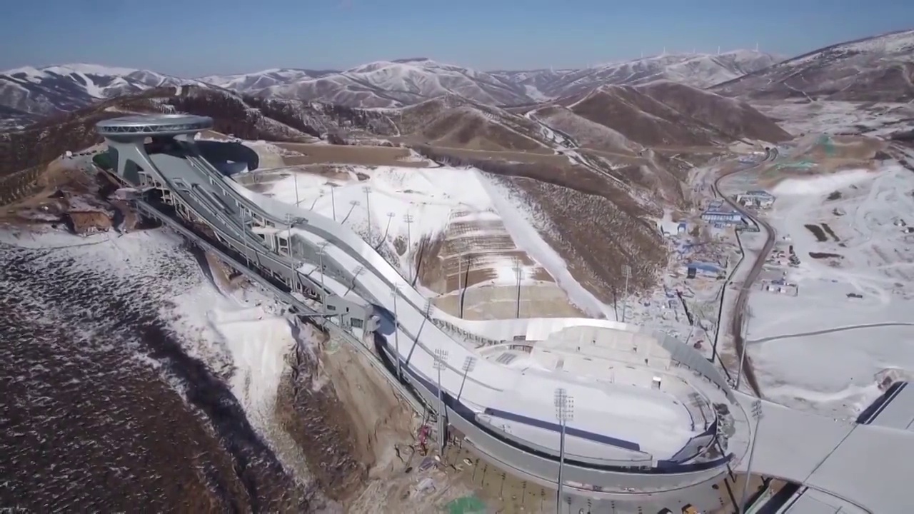 冬奥场馆国家跳台滑雪中心航拍视频素材