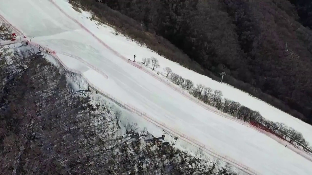冬奥场馆崇礼万龙滑雪场航拍视频素材