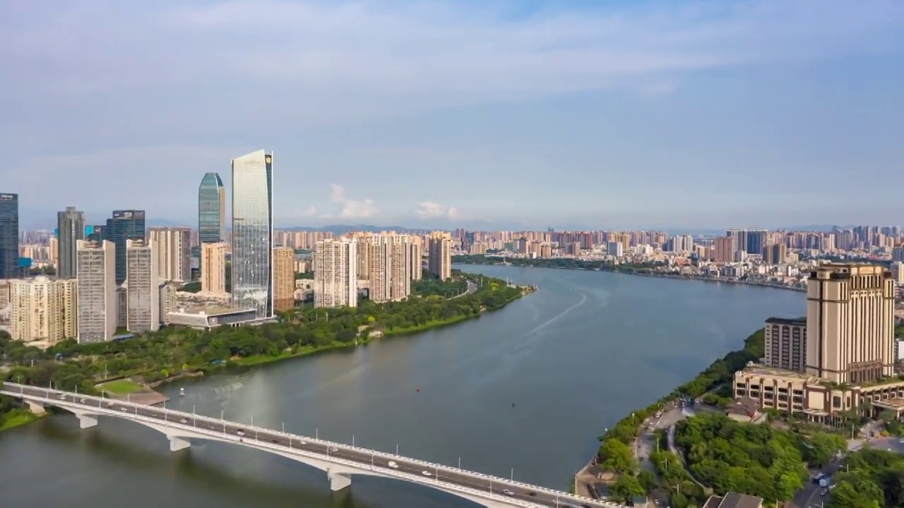 惠州城市容貌、江北CBD航拍延时视频素材