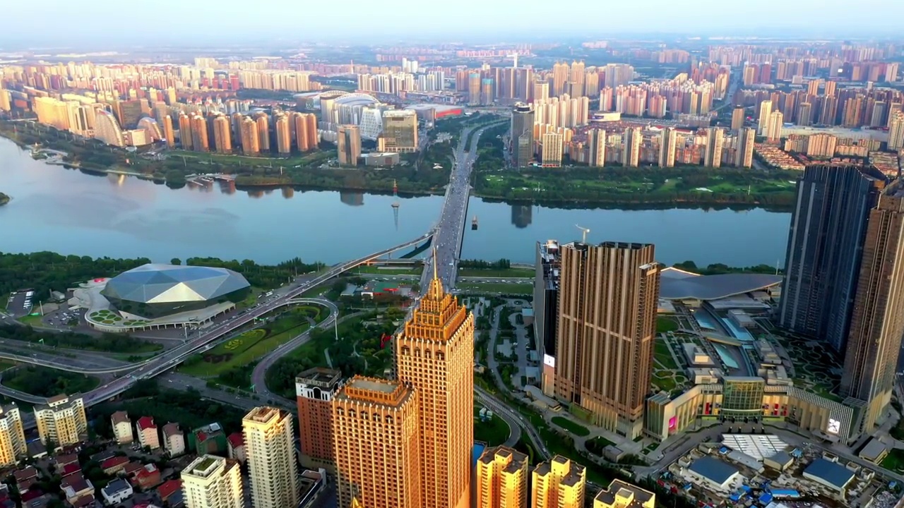 沈阳浑河桥城市中心航拍4K视频素材