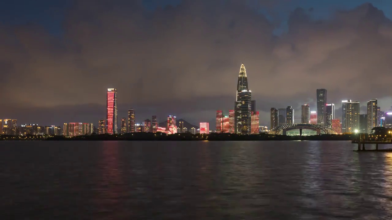 深圳湾后海灯光秀美景视频素材