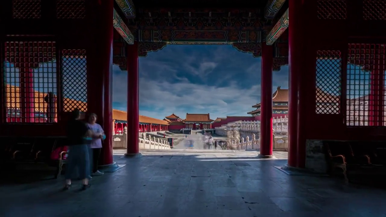 北京故宫后左门移动画面延时视频素材