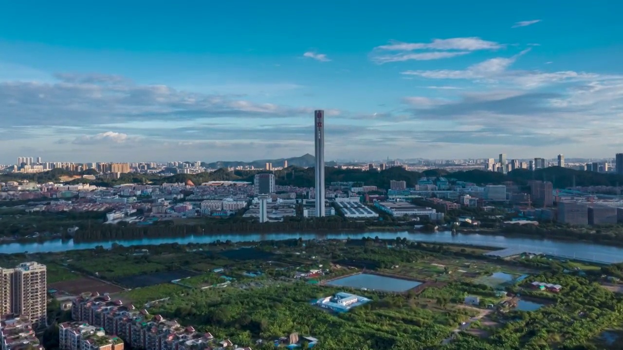 最高的电梯塔-广州番禺的日立电梯塔视频素材